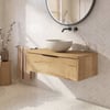 Saniselect Luca badmeubel incl. grijze keramische waskom 100x51x49cm eiken marcato – zwarte greep