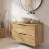 Saniselect Luca badmeubel incl. grijze keramische waskom 100x51x79cm eiken marcato – zwarte greep