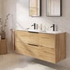 Saniselect Luca badmeubel incl. witte keramische wastafel 121x51x61cm eiken marcato – zwarte greep