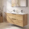Saniselect Luca badmeubel incl. witte wastafel 121x51x64cm eiken marcato – zwarte greep