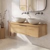 Saniselect Luca badmeubel incl. grijze keramische waskommen 120x51x49cm eiken marcato – gunmetal greep
