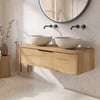 Saniselect Luca badmeubel incl. grijze keramische waskommen 120x51x49cm eiken marcato – zwarte greep