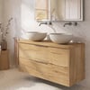 Saniselect Luca badmeubel incl. grijze keramische waskommen 120x51x79cm eiken marcato – rvs greep