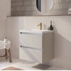 Saniselect Guarda badmeubel incl. witte wastafel 60x46x64cm kiezel grijs – aluminium greeplijst
