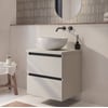 Saniselect Guarda badmeubel incl. witte keramische waskom 60x51x79cm kiezel grijs – zwarte greeplijst