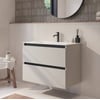 Saniselect Guarda badmeubel incl. witte keramische wastafel 81x51x61cm kiezel grijs – zwarte greeplijst