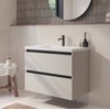 Saniselect Guarda badmeubel incl. witte wastafel 80x46x64cm kiezel grijs – zwarte greeplijst