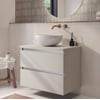 Saniselect Guarda badmeubel incl. witte keramische waskom 80x51x79cm kiezel grijs – aluminium greeplijst