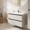 Saniselect Guarda ondiep badmeubel incl. witte wastafel 100x40x64cm kiezel grijs – zwarte greeplijst