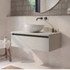 Saniselect Guarda badmeubel incl. witte keramische waskom 100x51x49cm kiezel grijs – zwarte greeplijst