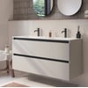 Saniselect Guarda badmeubel incl. witte keramische wastafel 121x46x61cm kiezel grijs – zwarte greeplijst