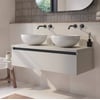 Saniselect Guarda badmeubel incl. witte keramische waskommen 120x51x49cm kiezel grijs – zwarte greeplijst