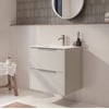 Saniselect Luca badmeubel incl. witte keramische wastafel 61x51x61cm kiezel grijs – rvs greep
