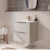 Saniselect Luca badmeubel incl. witte keramische wastafel 61x51x61cm kiezel grijs – koperen greep