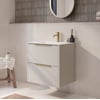 Saniselect Luca badmeubel incl. witte keramische wastafel 61x51x61cm kiezel grijs – messing greep