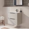 Saniselect Luca badmeubel incl. witte keramische wastafel 61x51x61cm kiezel grijs – zwarte greep