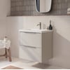 Saniselect Luca ondiep badmeubel incl. witte wastafel 60x40x64cm kiezel grijs – rvs greep