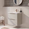 Saniselect Luca badmeubel incl. witte wastafel 61x51x64cm kiezel grijs – koperen greep
