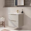 Saniselect Luca ondiep badmeubel incl. witte wastafel 60x40x64cm kiezel grijs – messing greep