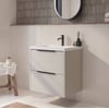 Saniselect Luca badmeubel incl. witte wastafel 60x46x64cm kiezel grijs – zwarte greep