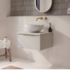 Saniselect Luca badmeubel incl. witte keramische waskom 60x51x49cm kiezel grijs – messing greep