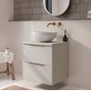 Saniselect Luca badmeubel incl. witte keramische waskom 60x51x79cm kiezel grijs – koperen greep
