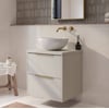 Saniselect Luca badmeubel incl. witte keramische waskom 60x51x79cm kiezel grijs – messing greep