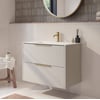 Saniselect Luca badmeubel incl. witte keramische wastafel 81x46x61cm kiezel grijs – messing greep