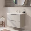 Saniselect Luca badmeubel incl. witte wastafel 80x46x64cm kiezel grijs – rvs greep
