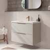 Saniselect Luca badmeubel incl. witte wastafel 61x51x64cm kiezel grijs – koperen greep