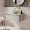 Saniselect Luca badmeubel incl. witte keramische waskom 80x51x49cm kiezel grijs – messing greep