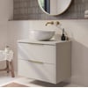 Saniselect Luca badmeubel incl. witte keramische waskom 80x51x79cm kiezel grijs – messing greep