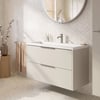 Saniselect Luca ondiep badmeubel incl. witte wastafel 100x40x64cm kiezel grijs – rvs greep
