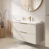 Saniselect Luca badmeubel incl. witte wastafel 100x46x64cm kiezel grijs – messing greep