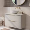 Saniselect Luca badmeubel incl. witte keramische waskom 100x51x79cm kiezel grijs – messing greep