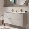 Saniselect Luca badmeubel incl. witte keramische wastafel 121x46x61cm kiezel grijs – messing greep