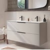 Saniselect Luca badmeubel incl. witte keramische wastafel 121x46x61cm kiezel grijs – zwarte greep