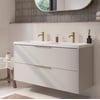 Saniselect Luca badmeubel incl. witte wastafel 121x51x64cm kiezel grijs – messing greep