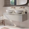 Saniselect Luca badmeubel incl. witte keramische waskommen 120x51x49cm kiezel grijs – koperen greep