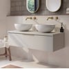 Saniselect Luca badmeubel incl. afdekblad 120x51x32cm kiezel grijs – messing greep
