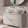 Saniselect Luca badmeubel incl. afdekblad 120x51x62cm kiezel grijs – messing greep