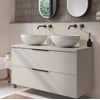 Saniselect Luca badmeubel incl. witte keramische waskommen 120x51x79cm kiezel grijs – zwarte greep