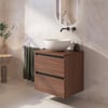 Saniselect Guarda badmeubel incl. beige keramische waskom 60x51x79cm noten urban – zwarte greeplijst