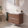Saniselect Guarda badmeubel incl. witte wastafel 80x46x64cm noten urban – aluminium greeplijst
