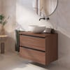 Saniselect Guarda badmeubel incl. afdekblad 80x51x62cm noten urban – zwarte greeplijst