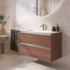 Saniselect Guarda badmeubel incl. malta beige keramische wastafel 101x46x61cm noten urban – aluminium greeplijst