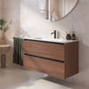 Saniselect Guarda badmeubel incl. malta beige keramische wastafel 101x46x61cm noten urban – zwarte greeplijst