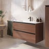 Saniselect Guarda badmeubel incl. witte keramische wastafel 101x51x61cm noten urban – zwarte greeplijst