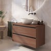 Saniselect Guarda badmeubel incl. beige keramische waskom 100x51x79cm noten urban – zwarte greeplijst