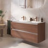 Saniselect Guarda badmeubel incl. malta beige keramische wastafel 121x46x61cm noten urban – aluminium greeplijst